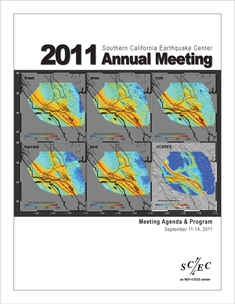 Cover of the SCEC2011 print program. The meeting took place at the Hilton Hotel in Palm Springs, California in September 2011.