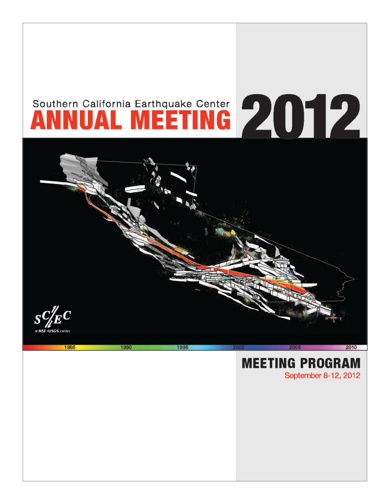 Cover of the SCEC2012 print program. The meeting took place at the Hilton Hotel in Palm Springs, California in September 2012.