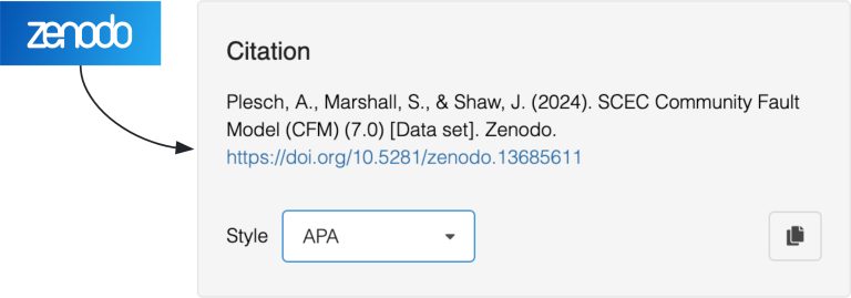 A screenshot of the Zenodo citation box available on zenodo.org pages.